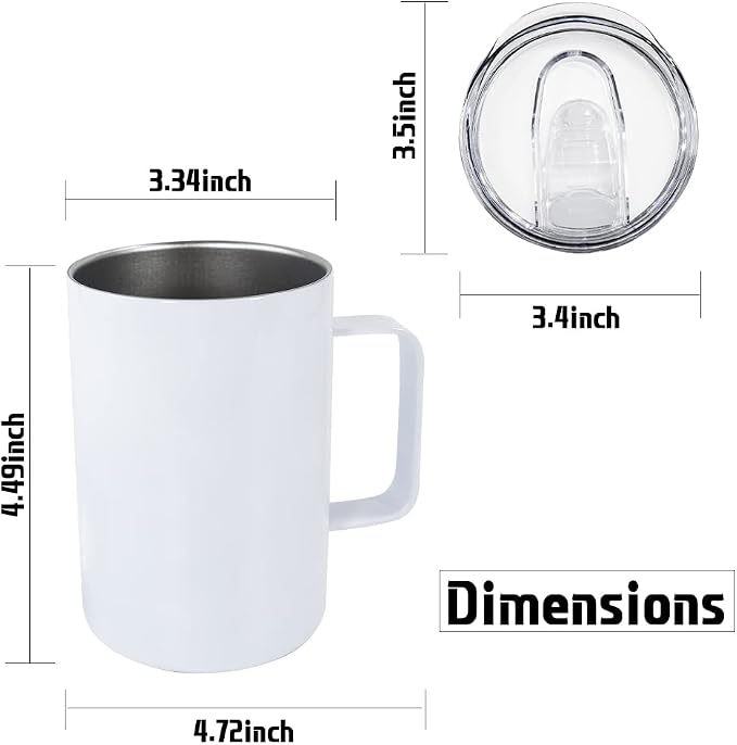 AGH Sublimation Mugs Stainless Steel Coffee Tumbler, 25Pack 10OZ Double Walled Vacuum Insulation Cups with Handle and Lid for Hot & Cold Drinks Tea