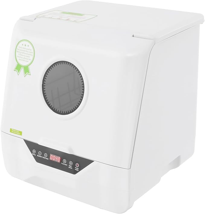 6L Compact Countertop Dishwasher with Built-in Water Tank Portable Dishwasher 4 Programs Tabletop Dishwasher High-Pressure Cleaning for Apartments Dorms RVs