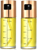 Glass Oil Sprayer Cooking Spray Mister Fit For Salad BBQ Kitchen Baking Empty Vinegar Bottle(Rose Gold-2PCS)