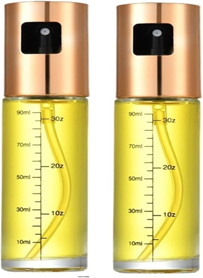 Glass Oil Sprayer Cooking Spray Mister Fit For Salad BBQ Kitchen Baking Empty Vinegar Bottle(Rose Gold-2PCS)