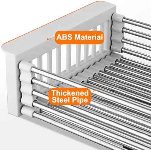 Adjustable Stainless Steel Over Sink Dish Drying Rack, Multipurpose Kitchen Organizer for Plates, Bowls, and Fruits - Space-Saving Drain Basket (Gray, X-Large)