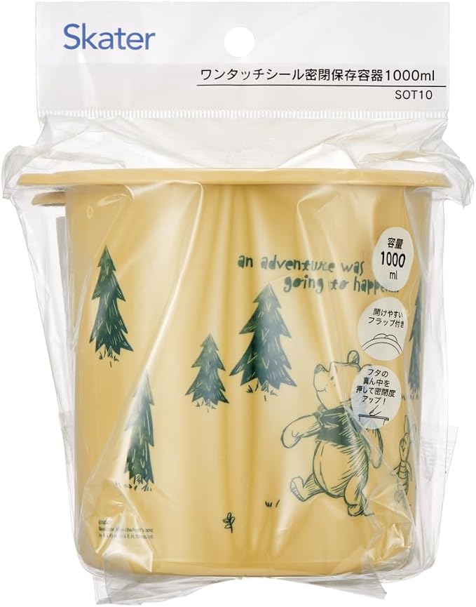 Skater SOT10-A One-Touch Seal Container, Large, 33.8 fl oz (1,000 ml), Airtight Container, Storage Container, Disney Winnie the Pooh