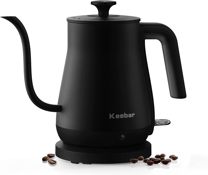 Electric Kettle, Gooseneck Kettle with Auto Shut Off, 0.8L Small Eletric Tea Kettle, Precise Spout Designed for Coffee Tea, 1000W Quick Heat Up, Stainless Steel, Matte Black | Auto Shut Off, 0.8L, Precise Spout Designed for Coffee Tea, 1000W Quick Heat...
