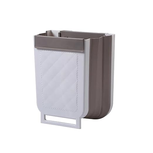 Collapsible Hanging Kitchen Trash Can 1 Piece Multifunction Hanging Telescopic Folding Trash Can Cabinet Door Sorting Bin for Kitchen and Car(White)