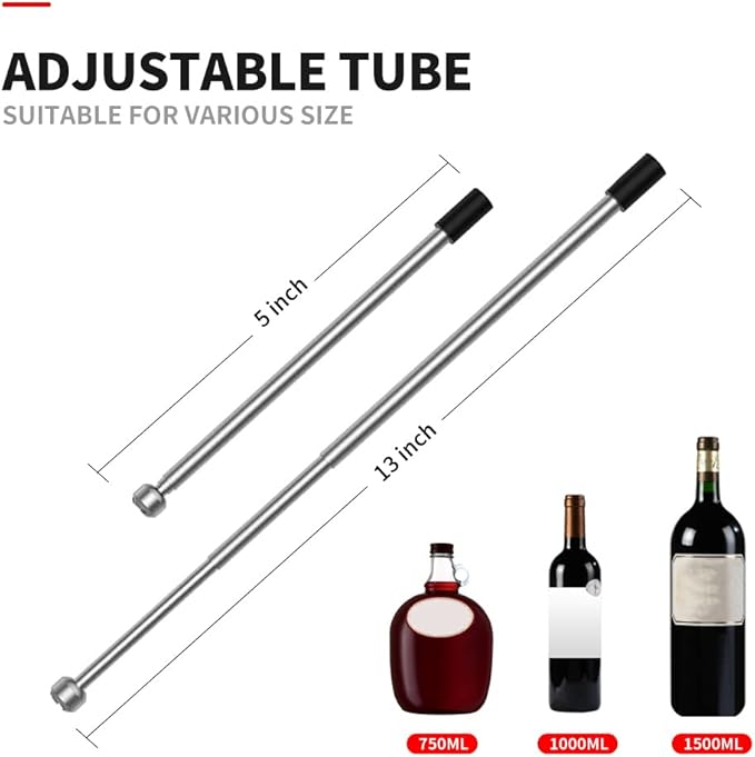 Wine Gifts-Wine Aerator Pourer-Rocyis Electric Wine Dispenser, One Touch Smart Wine Decanter w/Storage Base & Retractable Tube (Battery Operated)
