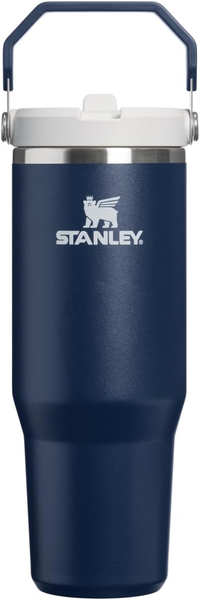 STANLEY IceFlow 2.0 Flip Straw Tumbler with Handle 30 oz | Twist On Lid and Flip Up Straw | Leak Resistant Water Bottle | Insulated Stainless Steel | BPA-Free | Dark Navy