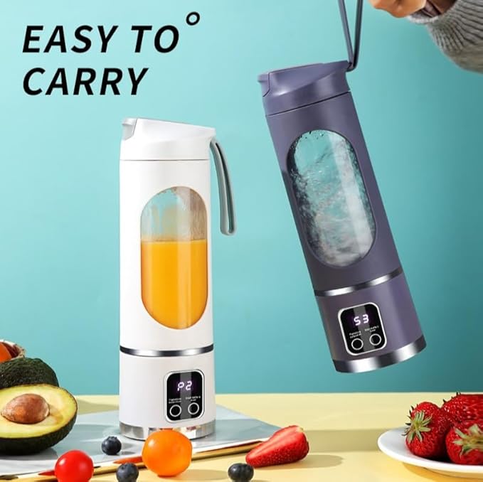Portable Blender for Shakes and Smoothies, 16oz Personal Blender, USB-C Rechargeable, 12-Blade Ice Crusher, Cordless Mini Smoothie Maker with Drinking Lid for Travel Gym(White)