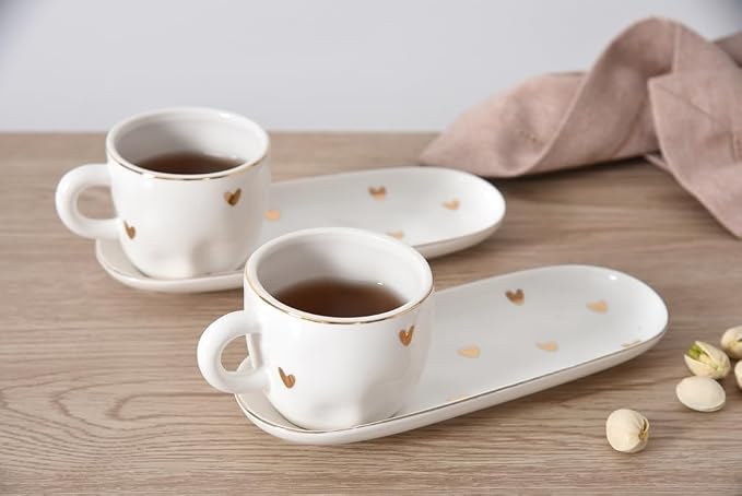 Pampa Bay Heart To Heart Set of 2 Espresso Cups & Saucers