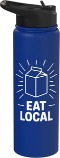 Funny Eat Local Milk Carton Minimalist Saying Stainless Steel Insulated Water Bottle