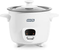 Dash Mini Rice Cooker | Small Rice Maker, 2 Cups Cooked / 1 Cup Uncooked, Ceramic Nonstick Removable Pot, Keep Warm Function, Compact and Portable for Dorm, Travel, Single Serve, White