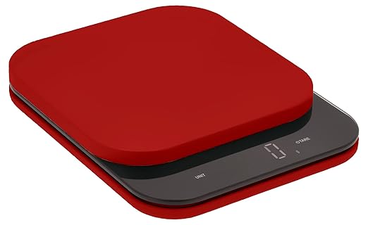 Rosti Mensura Kitchen Scale Accurate Measurements Made Effortless - Experience Precision Cooking with Battery - Powered Convenience - Requires 3 AAA Batteries for Reliable Performance (Red)
