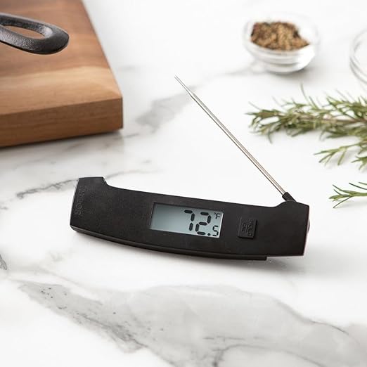 Taylor Pro Ultra-Fast Thermocouple Thermometer – 6-Second Instant Read Digital Food Thermometer with 270° Adjustable Folding Probe, White Backlit Display & IP67 Waterproof Design (Black)