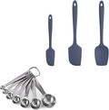 U-Taste 18/8 Stainless Steel Measuring Spoons Set of 7 Pieces, U-Taste 600ºF Heat Resistant Silicone Spatula Set of 3 (Midnight Blue)