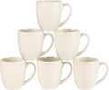 GBhome 16oz Coffee Mugs Set of 6, Large Ceramic Coffee Mugs for Man, Woman, Dad, Mom, Modern Coffee Mugs Set with handle for Tea/Latte/Cappuccino/Milk/Cocoa. Dishwasher&Microwave Safe,ivory