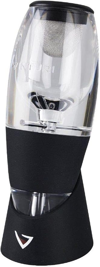 Vinturi Wine Aerator Deluxe Essential Red Wine Pourer and Decanter Tower Stand Set Easily and Conveniently Aerates Wine by the Bottle or Glass and Enhances Flavors with Smoother Finish, Black