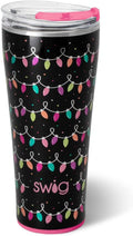 Swig Life 32oz Insulated Tumbler, Travel Coffee Tumbler with Lid, Cup Holder Friendly Travel Coffee Mug, Stainless Steel, 32 oz, Reusable Insulated Mug with Lid (Tacky Lights)