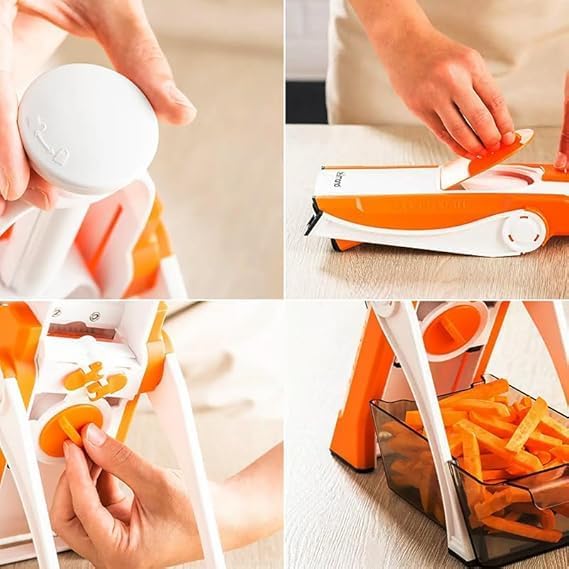 Saker Adjustable Safe Vegetable Slicer,Safe 5-in-1 Mandoline Slicer, Adjustable Vegetable Chopper & Fruit Slicer for Fast Meal Prep, 0.1-8mm Thickness (blue)
