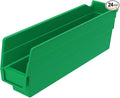 Akro-Mils 30110 Plastic Shelf Bins, Heavy Duty Storage Bins for Garage, Closet, and Drawer Organization, 12-Inch x 3-Inch x 4-Inch, Green, 24-Pack