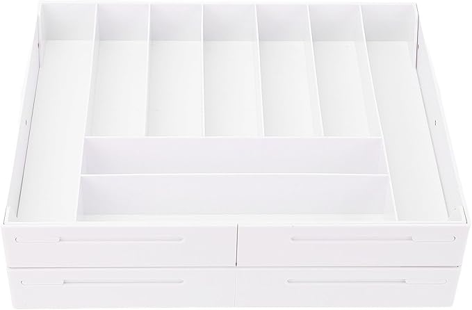 TOPINCN 2 Tier Collapsible Multi Level Drawer Organizer Tray, Folding Smart Drawer Storage, Expandable for Makeup, Jewelry, Silverware, Utensils, Kitchen Office Supplies