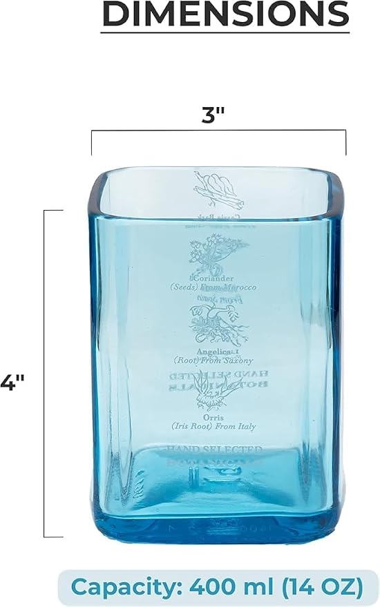 Upcycled Bombay Sapphire Gin Glasses and Pitcher Set of 5 | Eco-friendly Glasses for Drinks Handcrafted from Gin bottles | Ideal for Gin, Whiskey, Rum, Juices, Smoothies, Cocktails