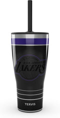 Tervis Traveler NBA Los Angeles Lakers - Night Game Triple Walled Insulated Tumbler Travel Cup Keeps Drinks Cold & Hot, 30oz with Straw Lid, Stainless Steel
