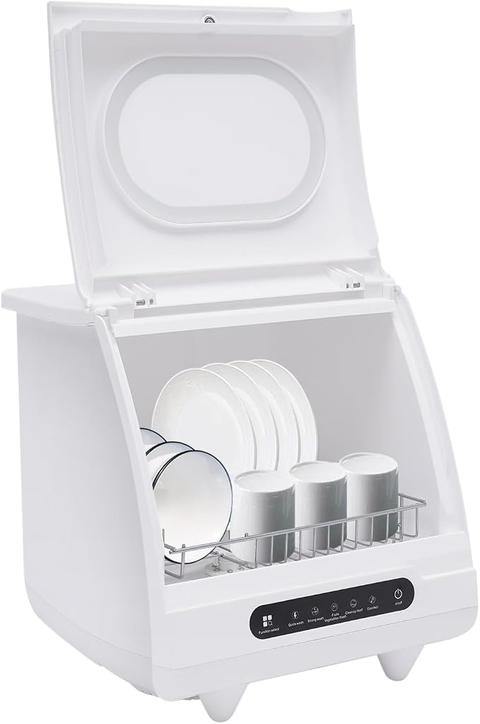 Mini Countertop Portable Dishwasher With 5 Wash Programs Compact Automatic Dish Washing Machine Energy Saving Low Noise For Apartment Dorm Rv Small Kitchen Household Daily Tableware Cleaning Use 1200W
