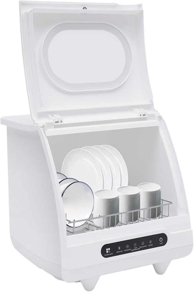 800W Portable Countertop Dishwashers, 6-Sets 5 Washing Programs Desktop Non Installation Dishwasher Compact Dishwasher Household Mini Dishwashers w/1.32GAL Water Tank for Home Small Apartments RVs