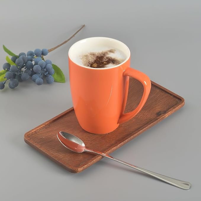homEdge Porcelain Mug Set, 16 Ounces Cup for Tea, Latte, Mocha, Hot Chocolate, Set of 6, Orange
