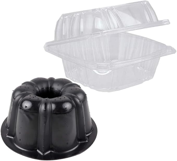 O'CREME Polystyrene Hinged-Lid Container 6 Inch Wide x 3.1 Inch High for Mini Cake Pan - Pack of 25