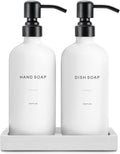 Prus Waso Kitchen Soap Dispenser Set, White Soap Dispenser with Black Stainless Steel Pump, Perfect for Modern Kitchen Decor. (White)