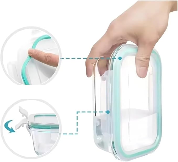 Glass Meal Prep Containers with Locking Lids - Microwave & Dishwasher Safe Bento Box for Food Storage