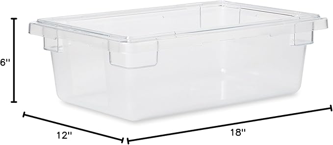 Rubbermaid Commercial Products Polycarbonate Food Storage Box/Tote, 3.5 Gallon, Clear, for Restaurant/Kitchen/Cafeteria (Pack of 6)