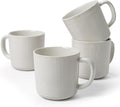 famiware Moonlight Coffee Mug Set of 4, 14oz Mug Set with Linen Finish, Coffee Cup Set with Handle for Latte, Cappuccino, Tea, Hot Cocoa, Microwave and Dishwasher Safe, White