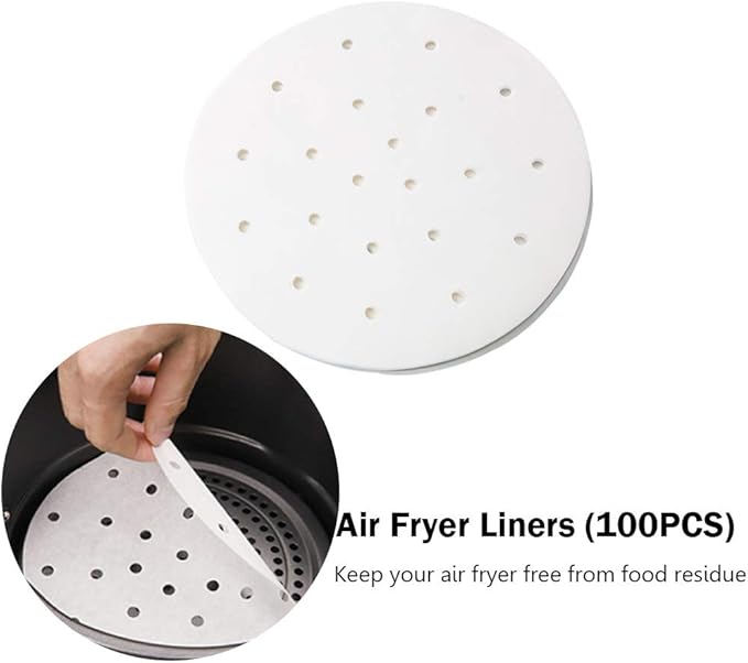 9 Inch Air Fryer Accessories XL 10 PCS with Cupcake Pan, Pizza Pan, Silicone Baking Cup, Recipe Cookbook, 100Pcs Parchment Paper for 5.3Qt - 6.8Qt and Larger Size Phillips Air Fryer Instant Pot