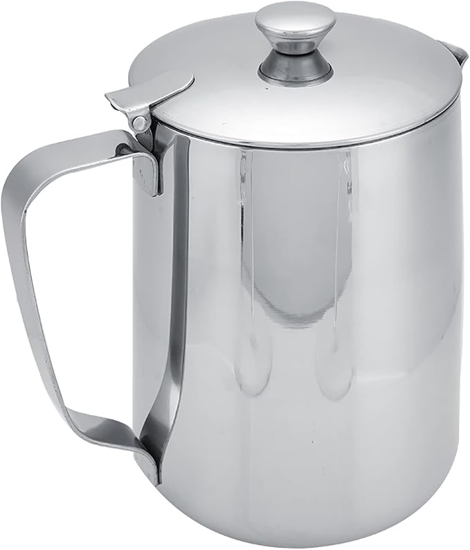 Frothing Pitcher, Steam Pitchers Milk Jug, Stainless Steel Coffee Cup Mug Milk Steaming Cup with Lid for Latte Coffee Art(2000ml)