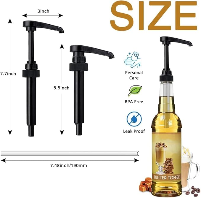 50 Packs Black Coffee Syrup Pump Dispenser, Compatible with 25.4 Oz/750ml Bottles, Great for Home & Coffee Bar Drinking Mixes, Tea, Beverage, Cocktails, Plus Spoons