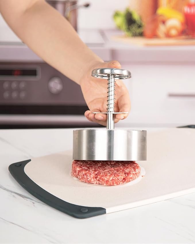 Brigii 304 Stainless Steel Burger Press - 4.5" Hamburger Patty Maker, Heavy Duty Stainless Steel Burger Press for Ground Beef, Burgers (Dishwasher Safe)