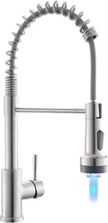 GIMILI Kitchen Faucet with Pull Down Sprayer Single Hole Stainless Steel LED Faucet, Suitable for Farmhouses, RV, Laundry Room, Outdoor, and Campers. Llave para fregadero de cocina Brushed Nickel