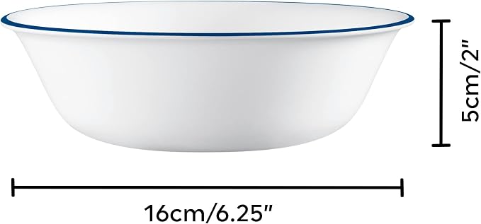 Corelle Dinnerware Set (4pc Set, Ocean Blues)-Set for 4 | Includes 4 x Cereal/Soup Bowls | 80% Recycled Glass | 3 X More Durable, Half the Space & Weight of Traditional Ceramic
