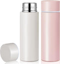 Irenare 5oz Mini Insulated Stainless Steel Bottle Purse Water Bottle Cute Leak Proof Flask Keeps Drink Cold and Hot for Purse Women(Angel White, Light Pink, 2 Pieces)