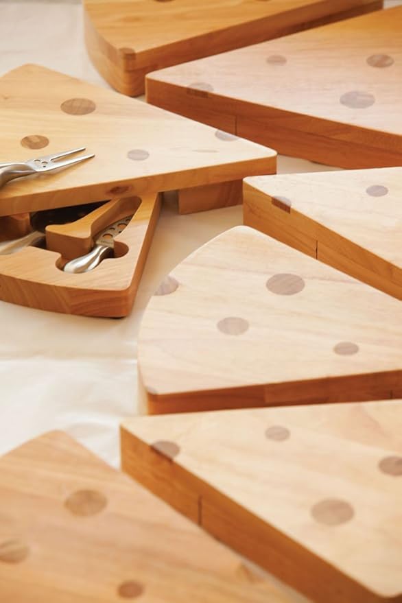 PICNIC TIME Swiss Cheese Board & Knife Set, Novelty Charcuterie Board Set with Cheese Knifes, Cheese Boards Charcuterie Boards, Serving Platter, (Parawood)