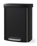 60 Liter/16 Gallon Kitchen Trash Can, Trash Can with Lid and Foot Pedal, Stainless Steel Garbage Can with Liner Rim, Rear Handle, Soft Close Plastic Lid