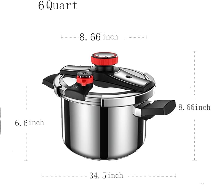 Stainless Steel Pressure Cooker,304 Stainless Steel Cookware with Easy Opening&Closing Lid, Works on All Cook1tops (6 Quart)