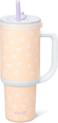 Ello Oasis 30 oz Tumbler with Handle & Retracting Straw | Reusable Insulated Stainless Steel Cup 100% Leakproof, Gifts for Teens Women Men | Keeps cold for 24 Hours, Cup Holder Friendly, Daisies