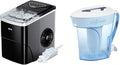 Silonn Ice Maker Countertop & ZeroWater 10-Cup Ready-Pour 5-Stage Water Filter Pitcher 0 TDS for Improved Tap Water Taste - IAPMO Certified to Reduce Lead, Chromium, and PFOA/PFOS