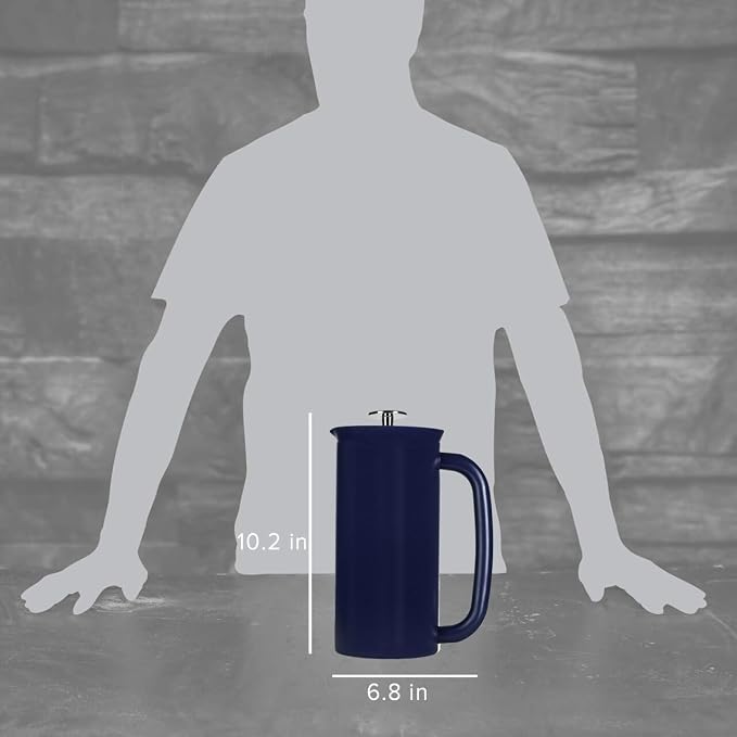 ESPRO Pro P7 French Press Stainless Steel 304 – Patented Double Walled Micro-Filter Insulated French Press Coffee Maker, Grit-Free Brew - Heat Resistant BPA Free - Aegean Blue, 32oz