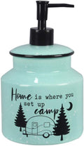 Young's Inc. Farmhouse Soap Dispenser - Decorative Dish and Hand Soap Dispenser for Bathroom and Kitchen - Camper Home, Blue - 4.53" x 4.53" x 7.48"