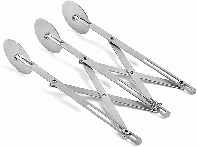 7 Wheel Stainless Steel Pizza Knife Wheel Cutter Adjustable Dough Divider, Silver - Durable Food Grade Material, Even Cutting, Ideal for Baking Pizza and Pastry (3 wheel)