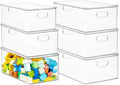 primebox Plastic Clear Stackable Storage Bins with Lids. Great for Pantry or Kitchen Organization. Fridge Organizer Containers. Cabinet, Bathroom Organizer. 6 Pack