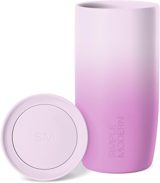 Simple Modern Travel Coffee Mug Tumbler with 360° Lid | Ceramic-Lined Insulated Stainless Steel Cold Brew Iced Coffee Cup | Gift for Women Men Her | Voyager Signature | 16oz | Violet Dreams